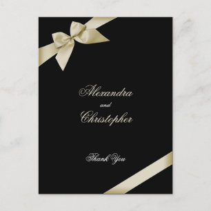 Cream Ribbon Thank You Postcard