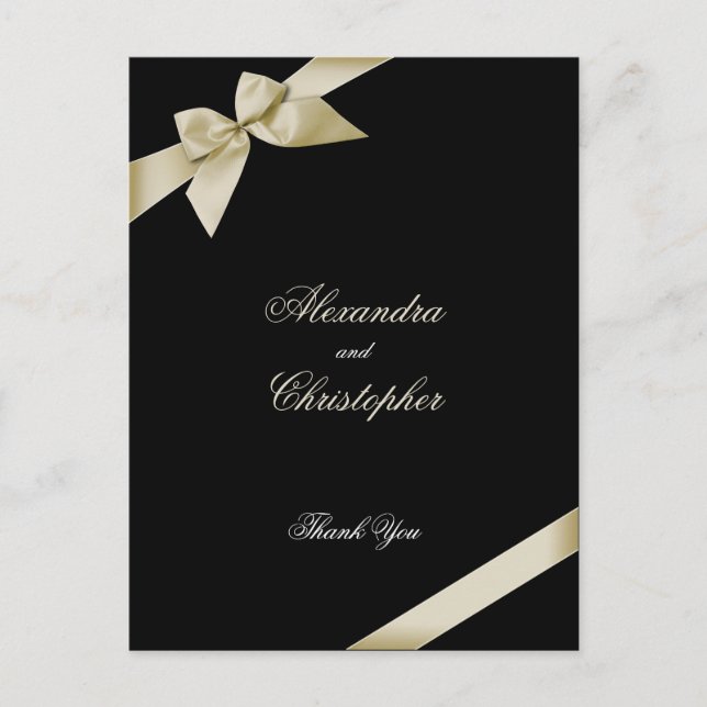 Cream Ribbon Thank You Postcard (Front)