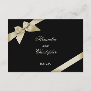 Cream Ribbon Wedding RSVP Card