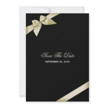 Cream Ribbon Wedding Save The Date