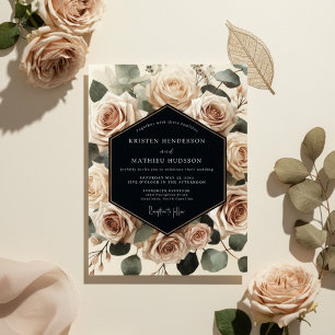 Cream Rose Botanical Romance Wedding Invitation