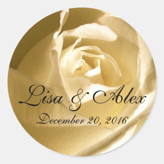 Cream Rose Photo Save the Date Wedding Stickers (Front)