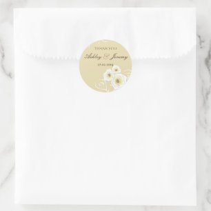 Cream Roses And Swirls Elegant Romantic Wedding Classic Round Sticker