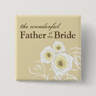 Cream Roses Father Of The Bride Wedding Button