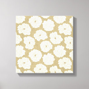 Cream Roses on Golden Beige - seamless pattern.  Canvas Print
