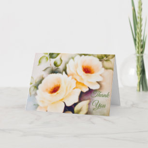 Cream Roses Thank You Card