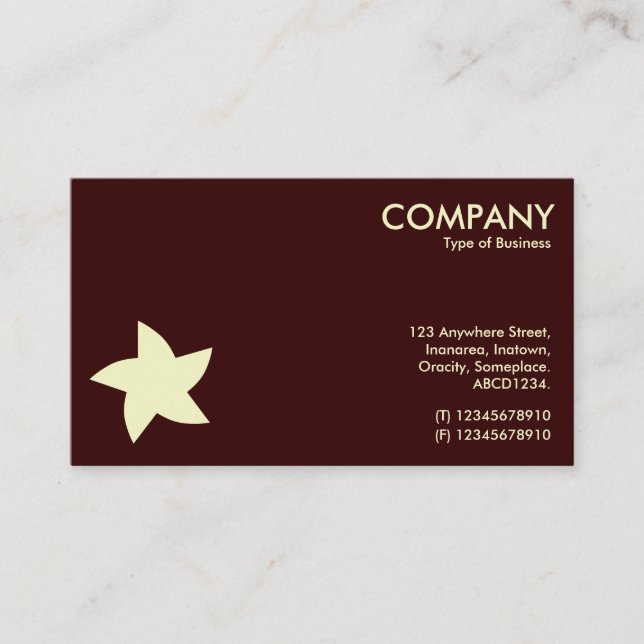Cream Rotating Star Symbol - Dark Brown Business Card (Front)
