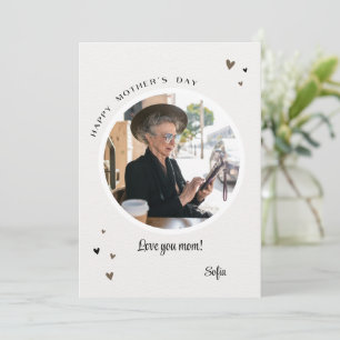 Cream Round Photo Mother’s Day Card – Warm Wishes