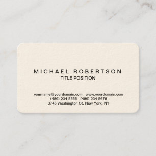 Cream Rounded Corner Minimalist Business Card