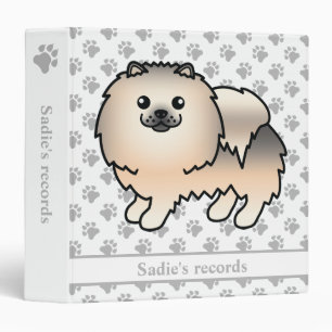 Cream Sable Pomeranian Cartoon Dog & Text Binder