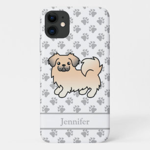 Cream Sable Tibetan Spaniel Cartoon Dog & Name iPhone 11 Case