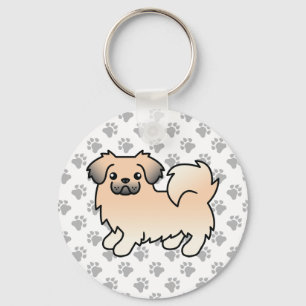 Cream Sable Tibetan Spaniel Cute Cartoon Dog Keychain