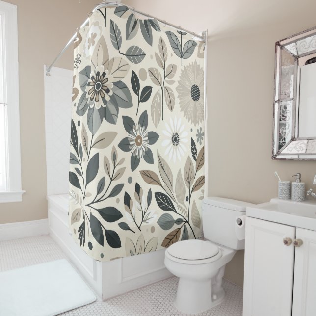 Cream & Sage Green Bold Modern Floral Pattern (In Situ)