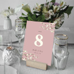 Cream Sakura Cherry Blossoms Elegant Asian Wedding Table Number<br><div class="desc">An original illustration of beautiful cream ivory white cherry blossoms or sakura spring flowers with light brown branches on a dusky pink background. This is a modern double-sided wedding table number card. Cherry blossoms bloom in spring and symbolize new beginnings, love and romance in japanese, korean and chinese cultures. This...</div>