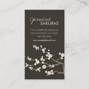 Cream Sakura Cherry Blossoms Oriental Zen Asian Business Card