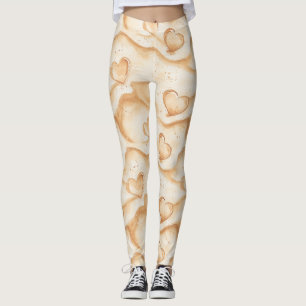 Cream Sand Beach Hearts Leggings