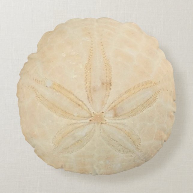  Cream Sand Dollar Nautical Coastal  Round Pillow (Front)