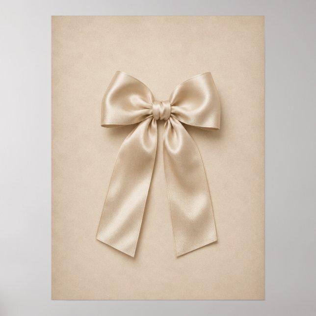 Cream Satin Bow Wall Art | Neutral Coquette Poster (Front)