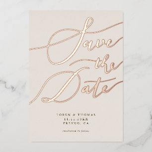 Cream Save The Date Calligraphy