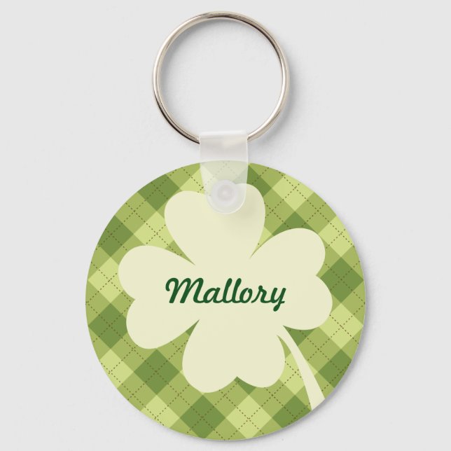 Cream Shamrock Personalized Keychain (Front)