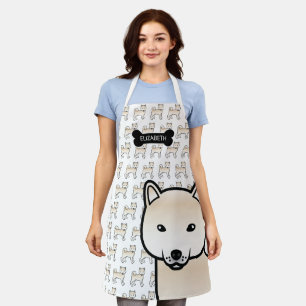 Cream Shiba Inu Cute Cartoon Dog & Name Apron