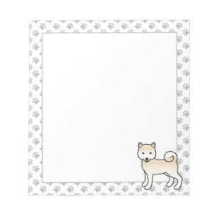 Cream Shiba Inu Cute Cartoon Dog & Paws Notepad