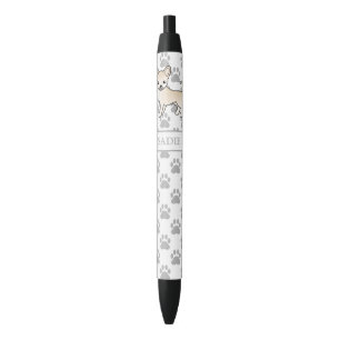 Cream Smooth Coat Chihuahua Cartoon Dog & Name Black Ink Pen