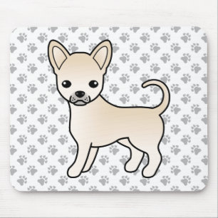 Cream Smooth Coat Chihuahua Cartoon Dog & Paws Mouse Pad