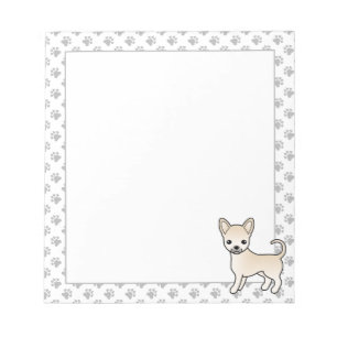 Cream Smooth Coat Chihuahua Cartoon Dog & Paws Notepad