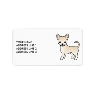 Cream Smooth Coat Chihuahua Cute Cartoon Dog Label