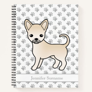 Cream Smooth Coat Chihuahua Dog & Custom Text Notebook