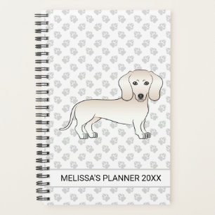 Cream Smooth Coat Dachshund Cartoon Dog With Text Planner