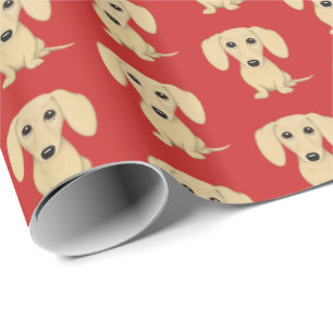 Cream Smooth Coated Dachshund Pattern   Cute Dogs Wrapping Paper