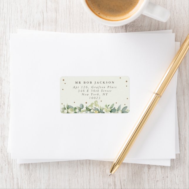 Cream Snowberry+Eucalyptus Address Label (Insitu)