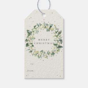 Cream Snowberry+Eucalyptus Christmas/Holiday Gift Tags