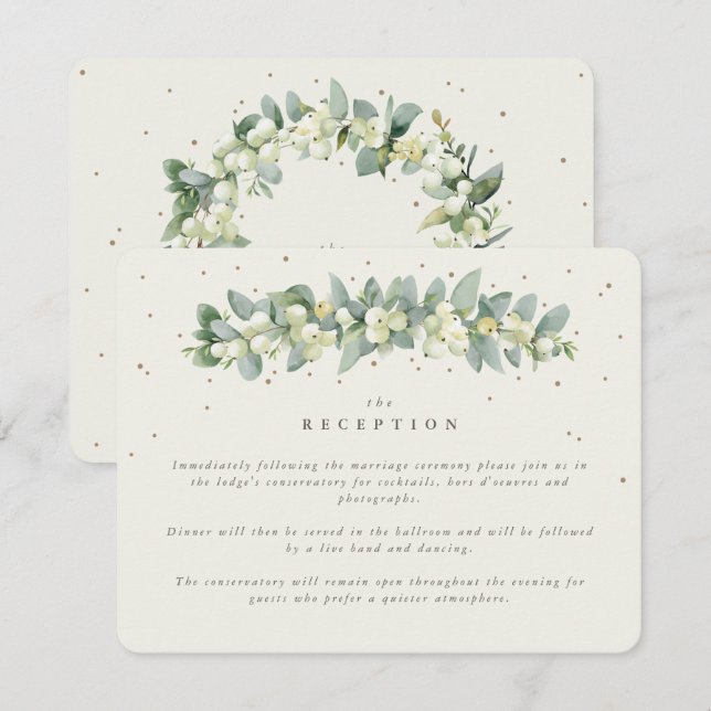 Cream Snowberry+Eucalyptus Garland Reception Enclosure Card (Front/Back)