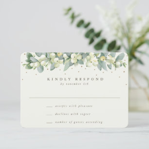 Cream Snowberry+Eucalyptus Garland Winter Wedding RSVP Card
