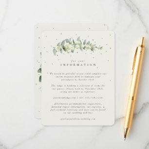 Cream Snowberry+Eucalyptus Stem Wedding Details Enclosure Card