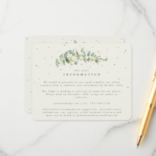 Cream Snowberry+Eucalyptus Stem Wedding Info Enclosure Card