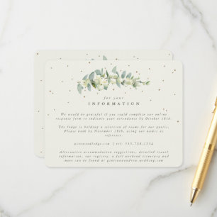Cream Snowberry+Eucalyptus Stem Wedding Info Enclosure Card