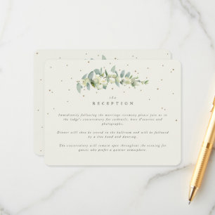 Cream Snowberry+Eucalyptus Stem Wedding Reception Enclosure Card