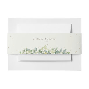 Cream Snowberry+Eucalyptus Wedding Landscape Invitation Belly Band