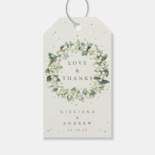 Cream Snowberry+Eucalyptus Wedding Love & Thanks Gift Tags