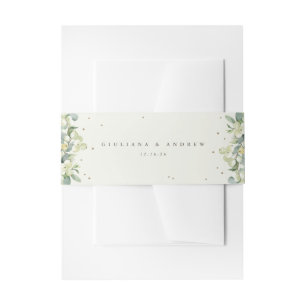 Cream Snowberry+Eucalyptus Wedding Portrait Invitation Belly Band