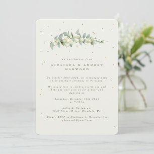 Cream Snowberry+Eucalyptus Wedding Reception Invitation