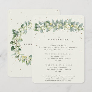Cream Snowberry+Eucalyptus Wedding Rehearsal Enclosure Card