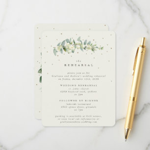 Cream Snowberry+Eucalyptus Wedding Rehearsal Enclosure Card