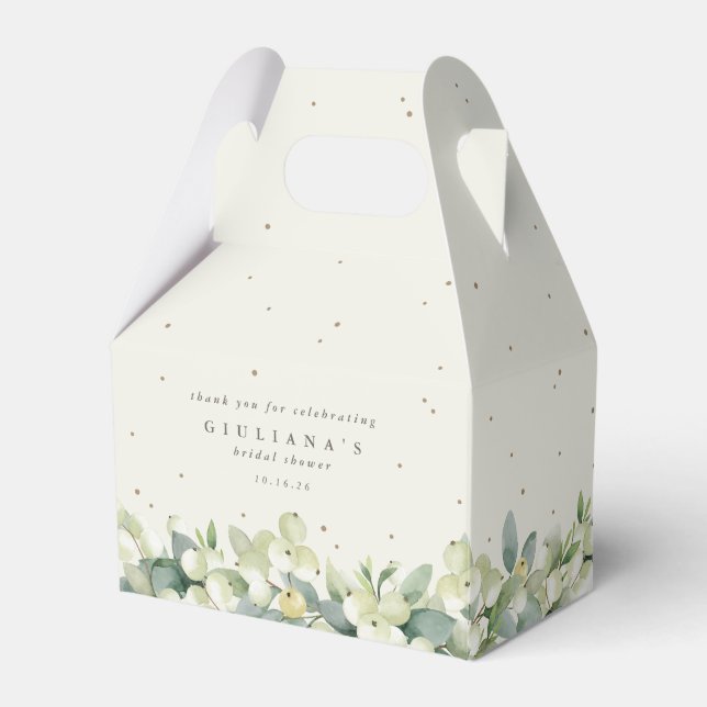 Cream Snowberry+Eucalyptus Winter Bridal Shower Favor Box (Front Side)
