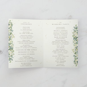 Cream Snowberry+Eucalyptus Winter Wedding Folded Program