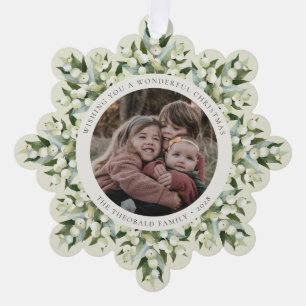 Cream Snowberry+Greenery Christmas Paper Ornament Card